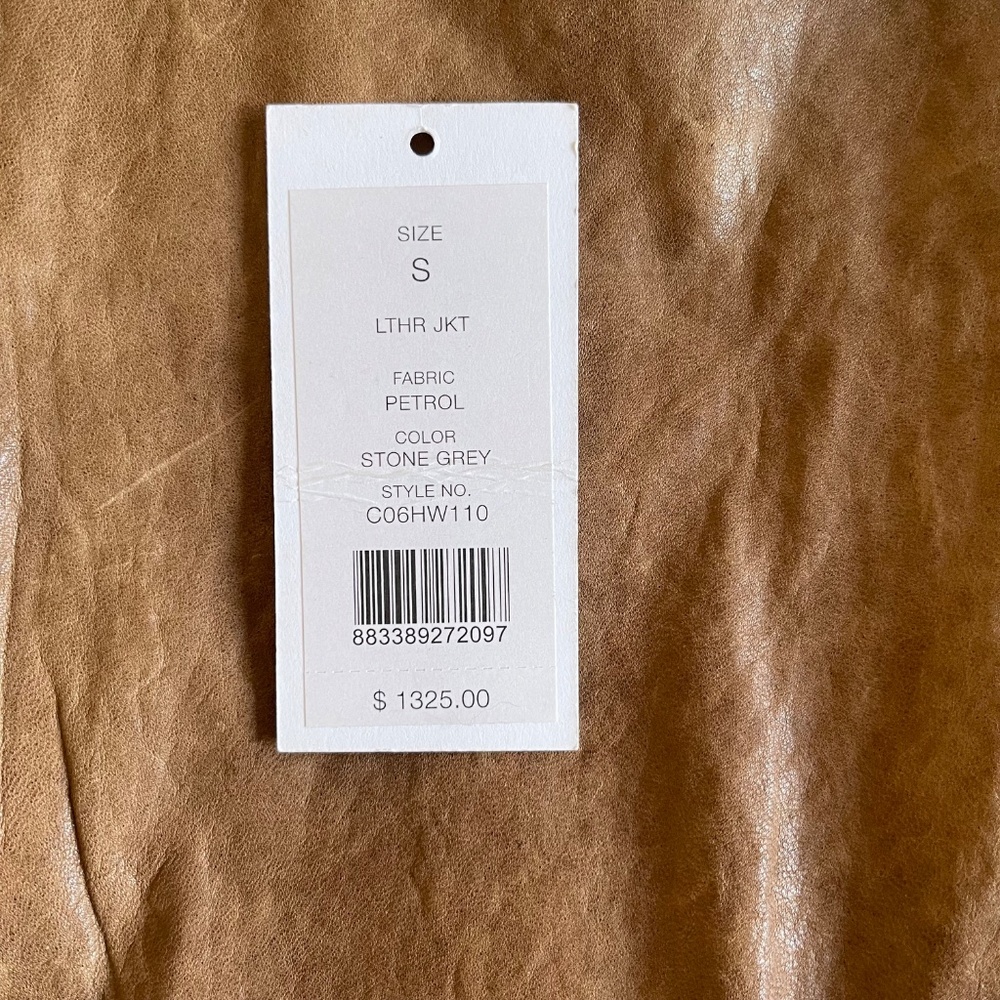 HELMUT LANG Leather Asymmetrical Beige Jacket Size Small - Picture 11 of 12